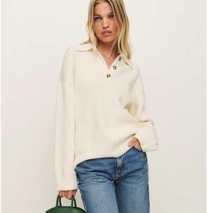 Reformation Brooklyn Cotton Polo Sweater